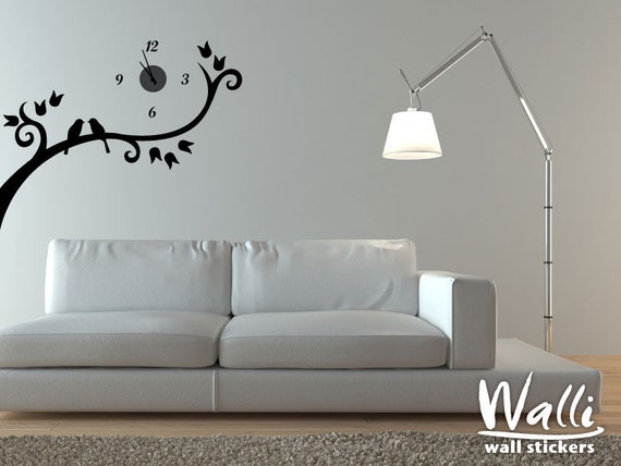 birds on branch wall decal clock | etsy