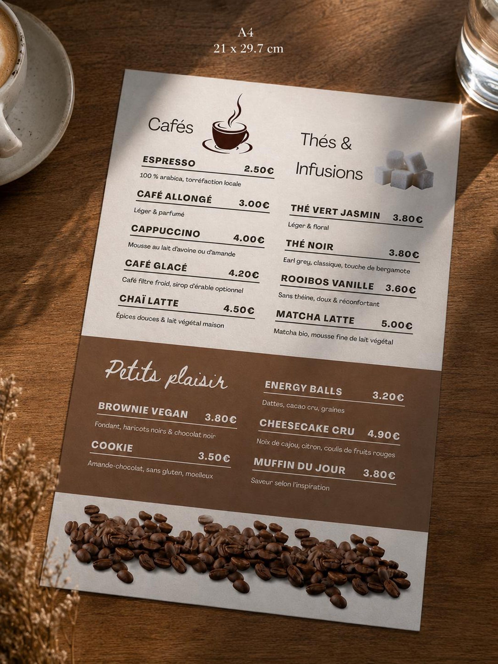 Editable Coffee Shop Menu Template Canva – Minimal Café Menu Sign ...