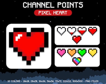 Pixel Heart Channel Points | Cozy Twitch Stream | Streamer Emojis & Subscriber Badges (10 pcs.)