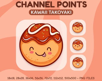 Puntos de canal de Takoyaki / Transmisión acogedora en Twitch / Emotes e insignias para streamers / Insignias de Discord / Emote de comida