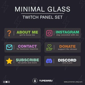 Paquete de paneles de Twitch de vidrio minimalista: 35 paneles de transmisión limpios/panel de retroceso