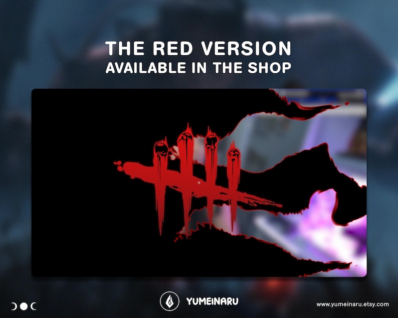 May include: A rectangular desk mat featuring a black background with a central red graphic of four vertical claw marks topped with skulls. The text THE RED VERSION AVAILABLE IN THE SHOP is printed in white at the top, with YUMEINARU at the bottom.