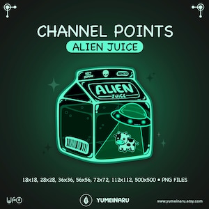 Alien Juice-kanalpoäng | Spöklika emotes för Twitch-streams | Streamer-emotes och märken | UFO
