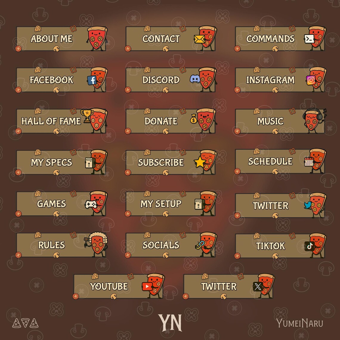 Support Panel Roti Discord Pizza Boy Panel Set — 20x Panels for Streamers | Cute Twitch Panels ...