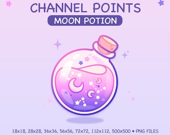 Moon Potion Channel Points | Cute Fantazy Emote for Twitch Streams | Streamer Emotes & Badges | Mana Potion