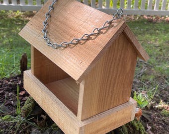 Handmade Cedar Bird Feeder – Outdoor Hanging Wooden Feeder for Backyard Birds – Durable, Easy Refill Bird Feeder