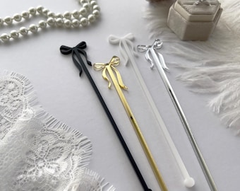 Bow Stir Sticks | Wedding Cocktail Drink Stirrers |Swizzle Sticks for Bridal Shower Bachelorette | Wedding Reception Bar Drink Accessories