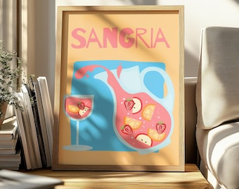 Impresión de jarra de sangría: Decoración de bar español de inspiración vintage (Descarga digital)