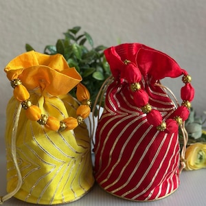 Embroidered Potli Bag Batwa Bags and purses: Pichwai, Patola, Gota Patti Design - Return Gift