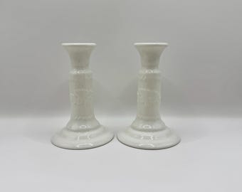 Vintage Martha Stewart Everyday White Ceramic Candlesticks