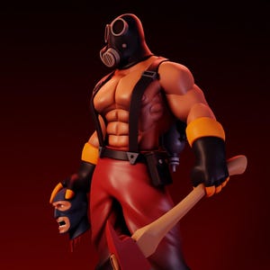 Muscled Masked Burner | Fire Hero Figurine