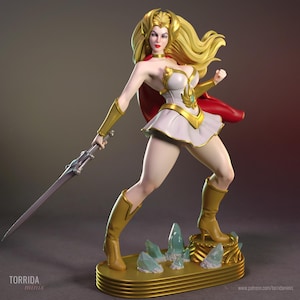 She-Ra , 3D Painted Figures, Action Figurines, Handmade Miniature Scupulture, Gift Figurine