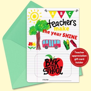 Porte-carte cadeau remerciement pour enseignant, rentrée des classes à imprimer, cadeau enseignant à imprimer, gramme pour enseignant