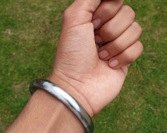 Bracelet jonc plat khalsa sikh kada en fer pur lisse Sarbloh Kara Bracelet pendjabi N12R