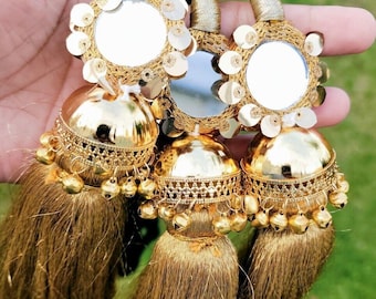 Indian Punjabi parandi Bridal Mirror Jaago Mehndi  Patiala Paranda hair braid MGa Panjabi Wedding Season