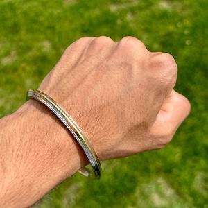 Bracelet Kara Singh Kaur en acier inoxydable avec bordure dorée, style sikh, neuf, A2