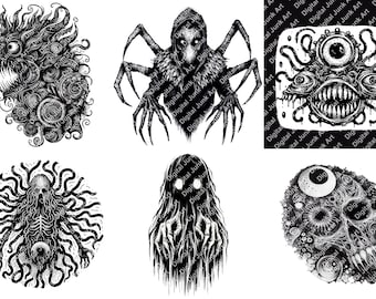 Creepy Horror Clipart Set: Dark Fantasy PNGs for Junk Journals (Digital Download)