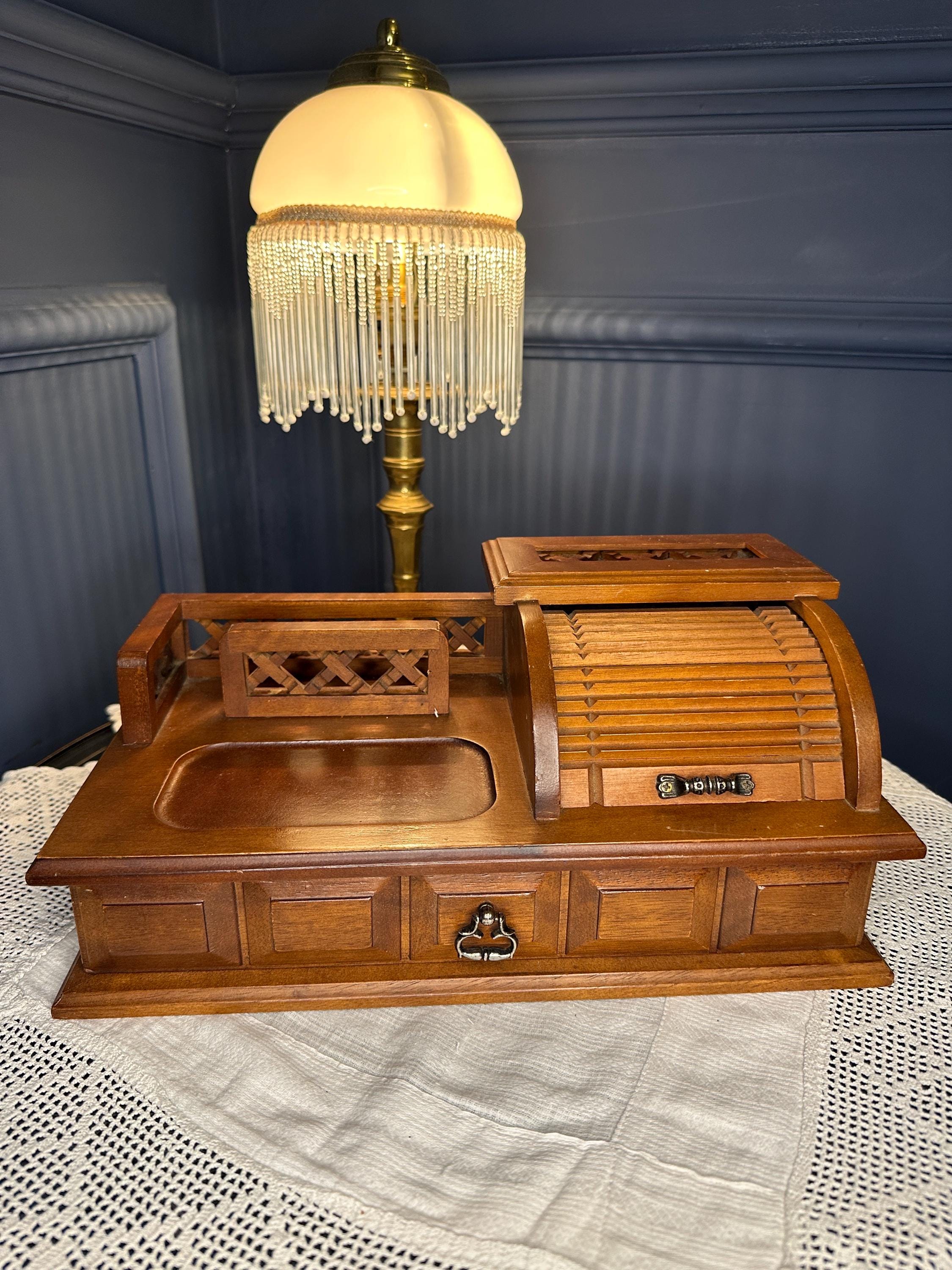 Schreibtischhalter aus Holz, Bleistift- und Stifthalter aus Holz, Schreibtisch Organizer aus Nussbaum und Sapele, Schreibtischzubehör, personalisiertes Geschenk