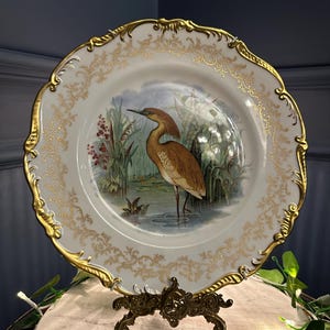 Limited Edition Coalport Heron Plate: Hand-Painted Bone China, Gilded, No. 139/150