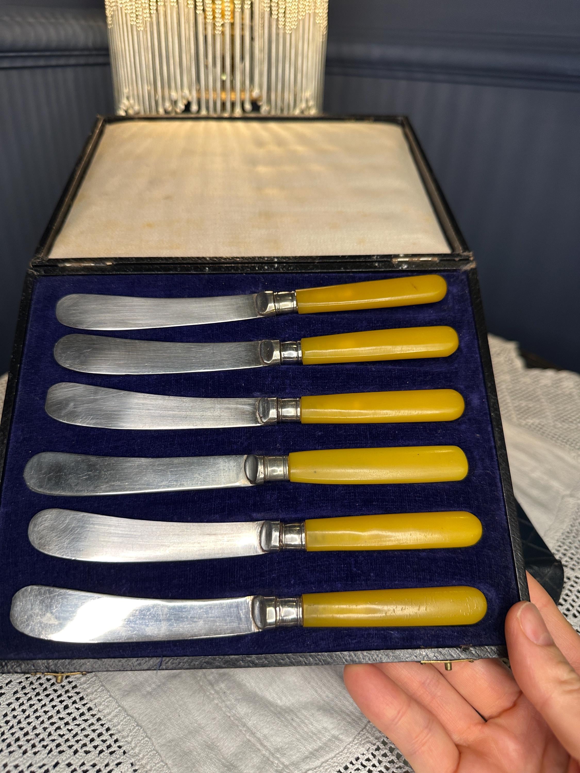 EPNS英国ヴィンテージ スコーンナイフ　バター 6本セット イエローハンドル Epns Butter Knife - Etsy