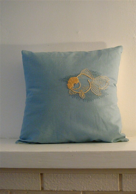Items similar to Hand embroidered Fish Pillow cover on Etsy