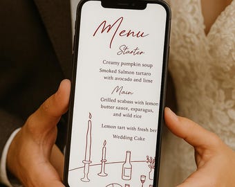 Sicily Digital Wedding Menu - Editable Template