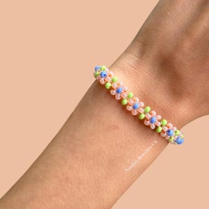 Rose Beaded Bracelet | Daisy Seed Bead Bracelet| Handmade Bracelet | 18k Gold Plated Jewelry | Flower Beaded Bracelet | Gift for Her