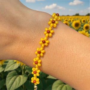 Samantha Beaded Bracelet | Sunflower Seed Bead Bracelet| Handmade Bracelet | 18k Gold Plated Jewelry | Flower Beaded Bracelet| Gifts for Her