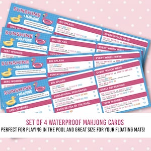 Set of Four Waterproof Mahjong Cards | Pool Inspired Mahjongg Cards