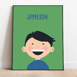 Benutzerdefinierte Kinder Portrait mit Namen - Digitaler Download, illustriertes Cartoon Portrait, Vektor Portrait, Kid Custom Portrait, Kid Room Decor
