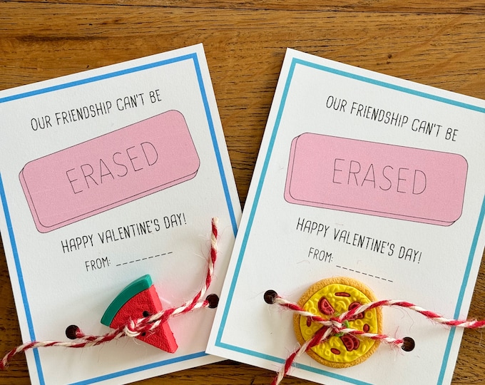 Printable Valentine Card Eraser Valentine Printable and Editable Kids ...