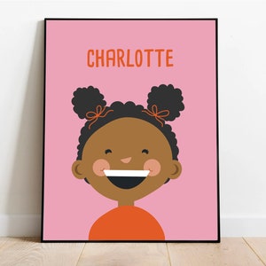Benutzerdefinierte Kinder Portrait mit Namen - Digitaler Download, illustriertes Cartoon Portrait, Vektor Portrait, Kid Custom Portrait, Kid Room Decor