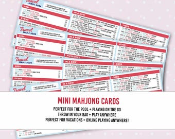 Instant Downloadable Mini Mahjong Cards, Travel and Pool Play