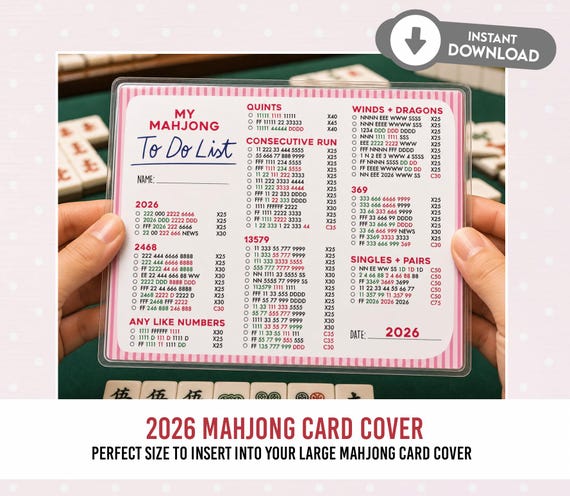 2026 Mahjong Tracker Insert – Large Card Holder (Digital Download)