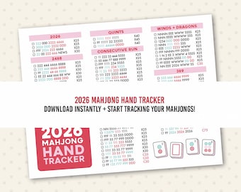 2026 Mahjong Hand Tracker, Simple One Page Mah Jongg PDF (Digital Download)