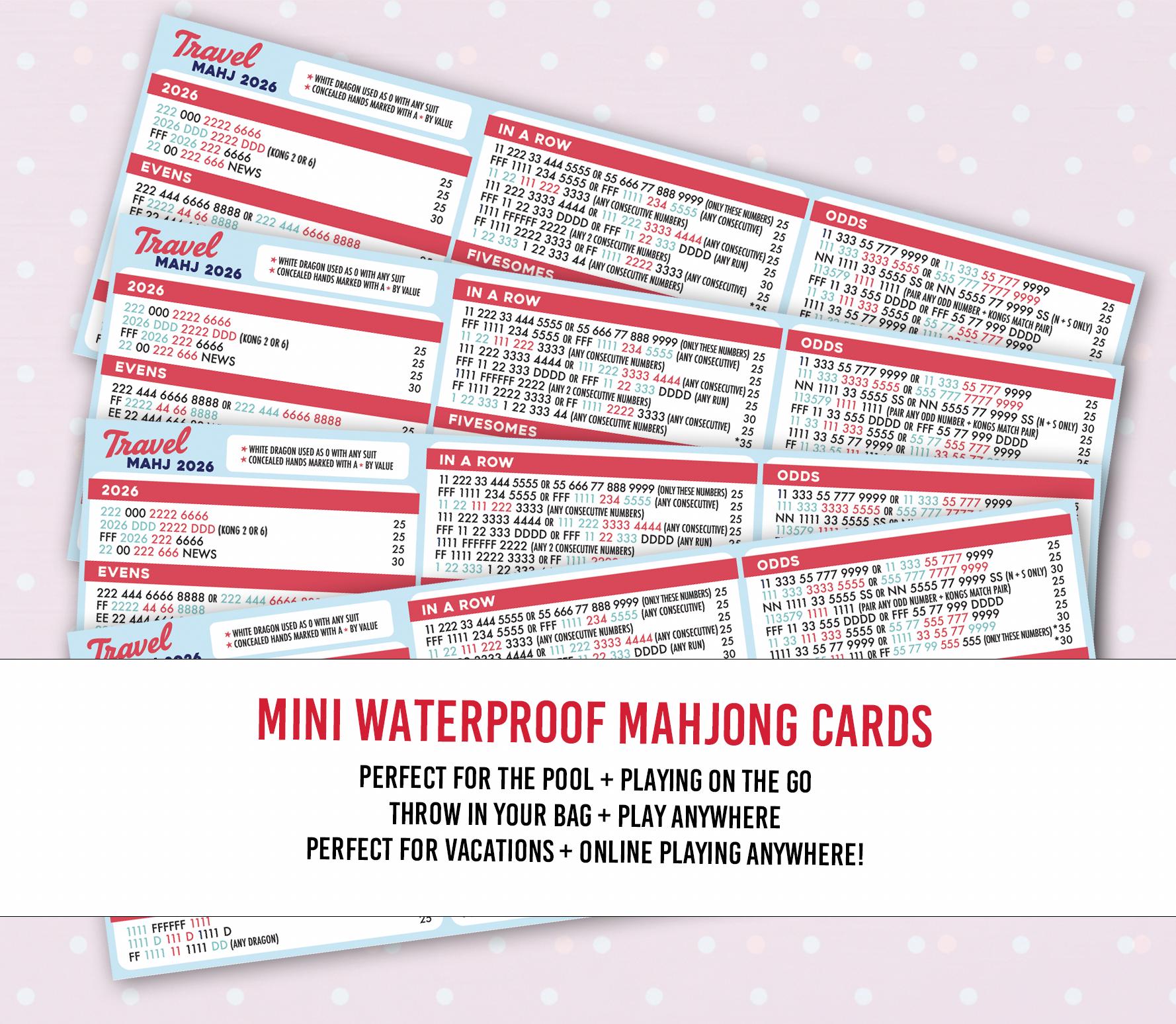 Mini Waterproof Mahjong Cards, Travel Pool Play (4 Cards) - Etsy