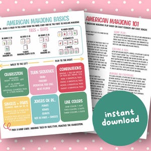 American Mahjong Cheat Sheet, Beginner NMJL Guide (PDF)