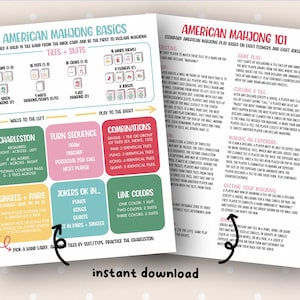 American Mahjong Cheat Sheet, Beginner NMJL Guide (PDF Download