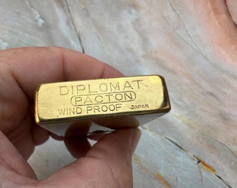 Vintage Diplomat Pacton Windproof Brass Lighter – Collectible Retro Japan Lighter