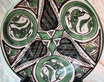 Domingo Punter Griffon Design 13” Ceramic Plate - Mid 20th Century