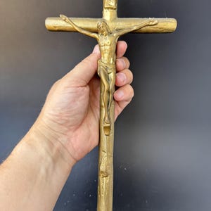 Vintage Brass Crucifix 12″ (30 cm) | Wall Hanging Catholic Cross | Rustic Religious Decor.
