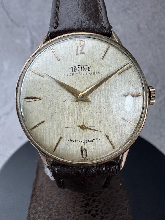 Vintage Technos Ancre 15 Rubis Men's Watch | Swiss Gold-plated