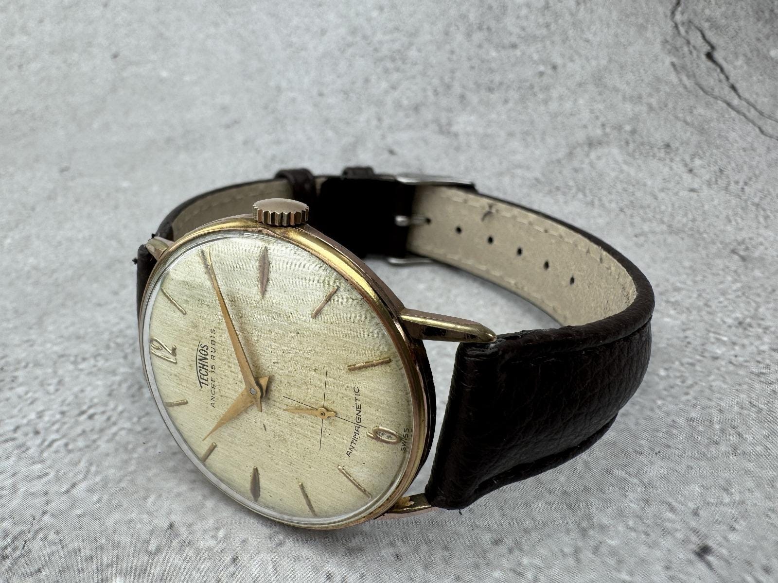 Vintage Technos Ancre 15 Rubis Men's Watch | Swiss Gold