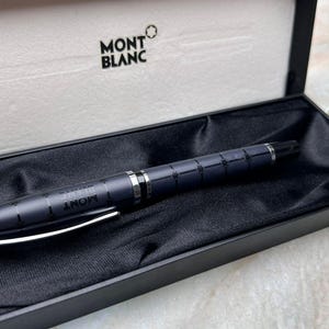 Rare Montblanc Meisterstück Solitaire Floral Rollerball Pen | Blue Pinstripe | Silver Trim | Vintage Collectible.