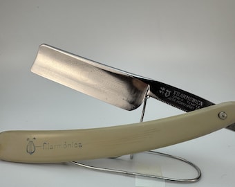 Rasoir vintage Filarmonica Doble Temple : rasoir de barbier Jose Monserrat Pou (années 50).