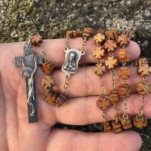 Handmade Wooden Rosary with Metal Crucifix – Catholic Prayer Beads, Christian Religious Necklace, Spiritual Gift
