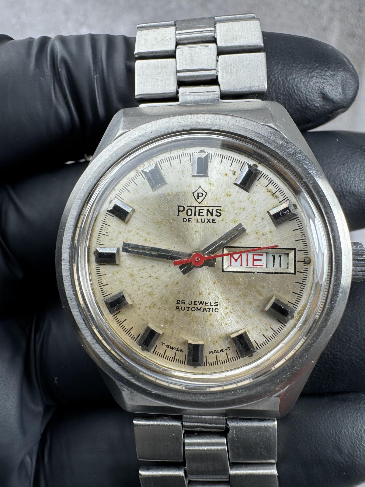 Vintage Potens De Luxe Watch — 25 Jewels Automatic, Day-date 