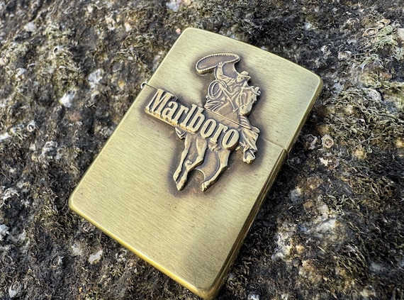 zippo Marlboro Cow boy‼️ Vintage Marlboro Man ZIPPO Cowboy-Original Metal Antique