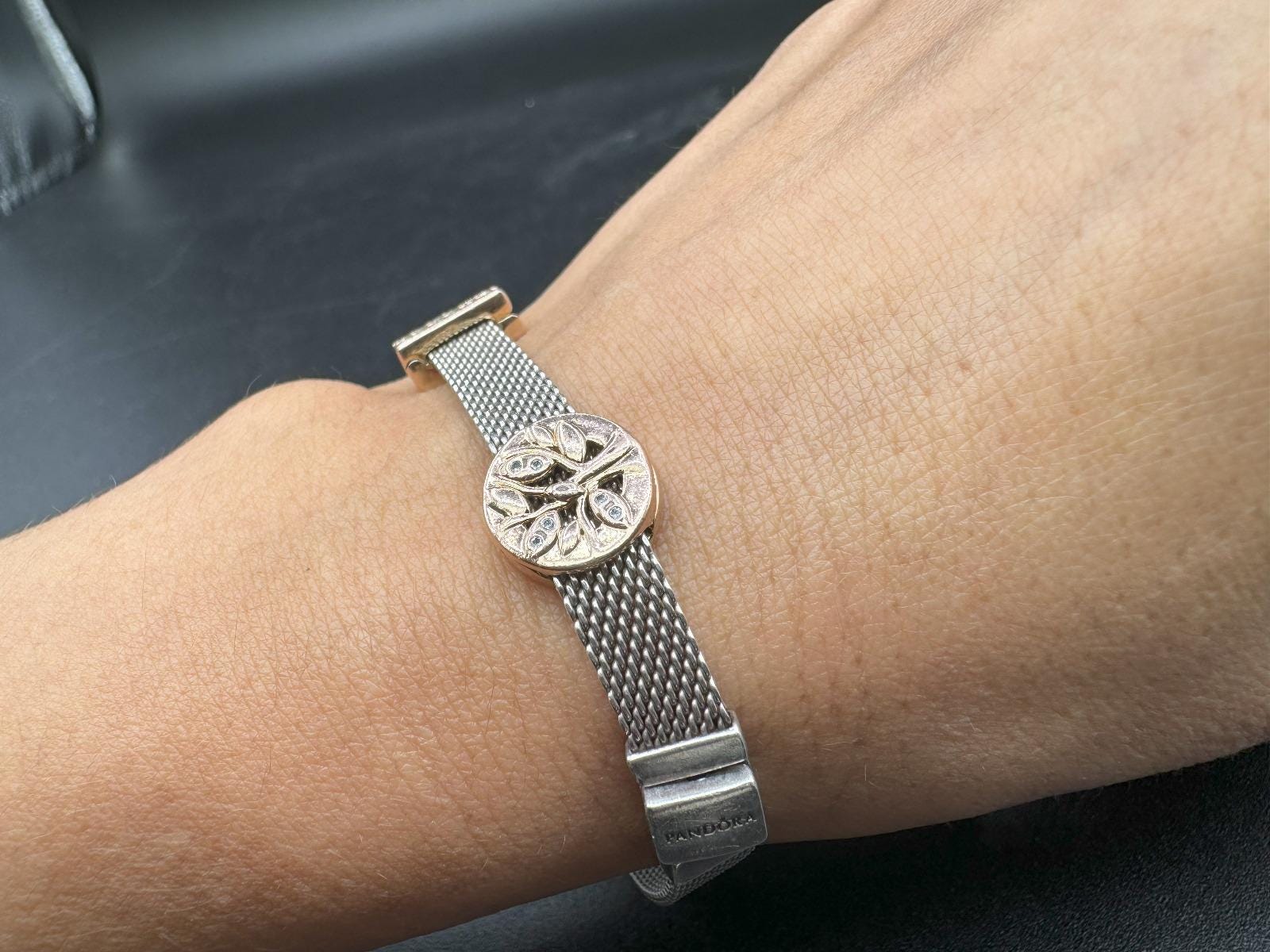 ヴィンテージ PANDORA Reflexions 925 スターリングシルバー メッシュ 