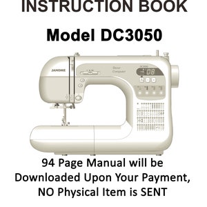 DC3050 Janome  Instruction Manual Original Sewing Machine in a PDF File Instant Download 42 Pages